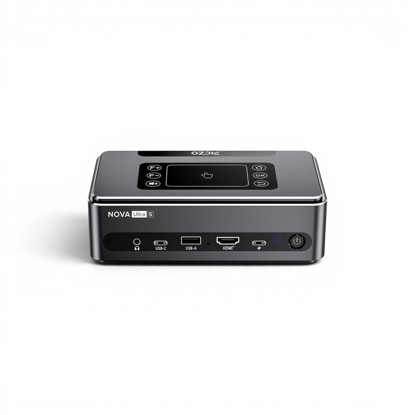 Piczoshop Nova Ultra S portable Full HD projector with touch controls and HDMI/USB-C ports.