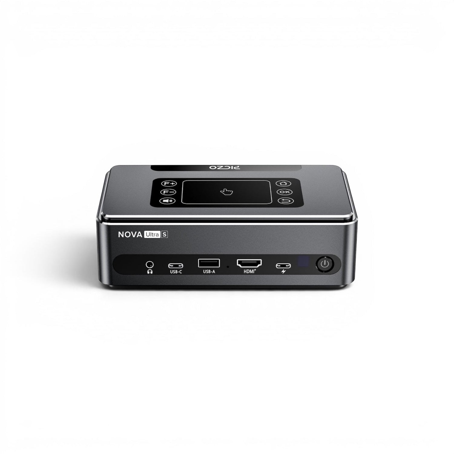 Piczoshop Nova Ultra S portable Full HD projector with touch controls and HDMI/USB-C ports.