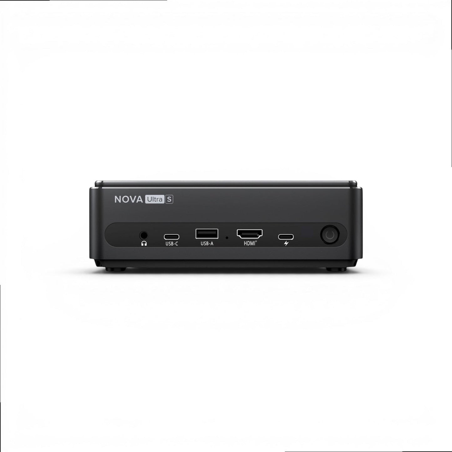 Piczoshop Nova Ultra S portable projector rear view with headphone jack, USB-C, USB-A, HDMI, and power button.